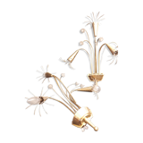 Pair sconces metal dore décor stars Lunel vintage 1950