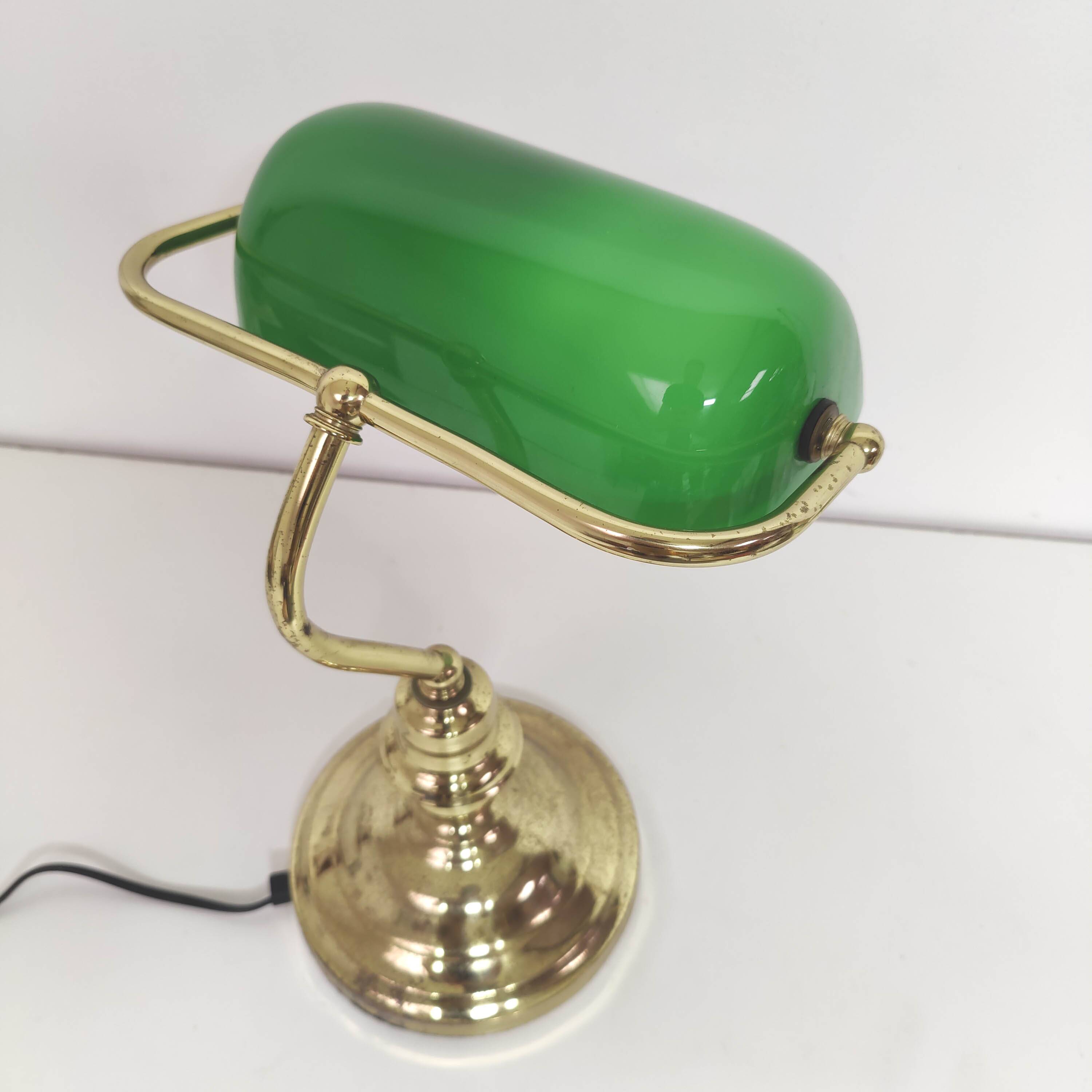 Banker lamp notary golden opaline green