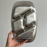 Compartmentalized tray in stainless steel metal
