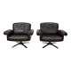 Pair of Vintage De Sede DS-31 Swivel Armchairs in Brown Leather