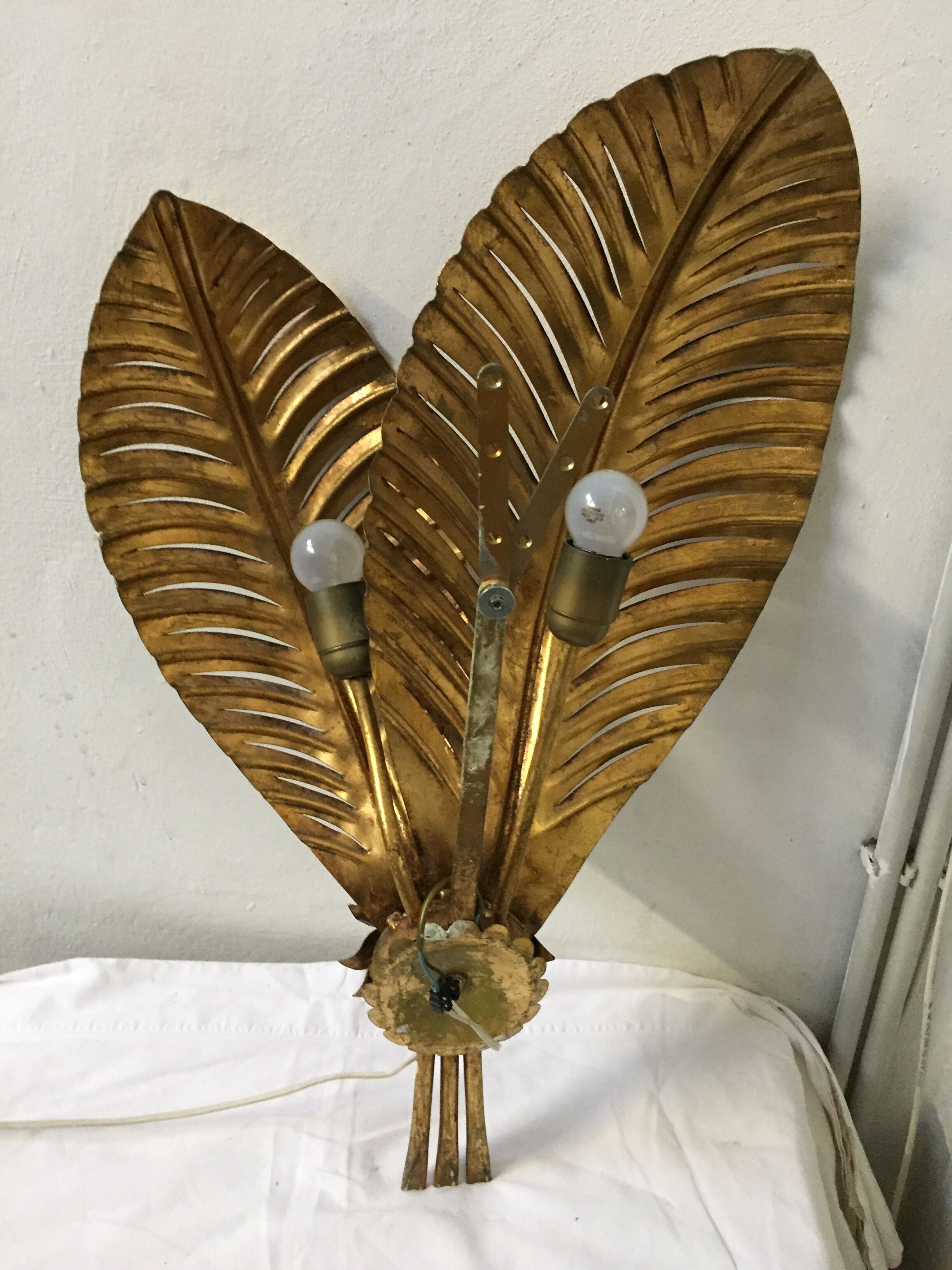 Wall light gold leaves, 70s