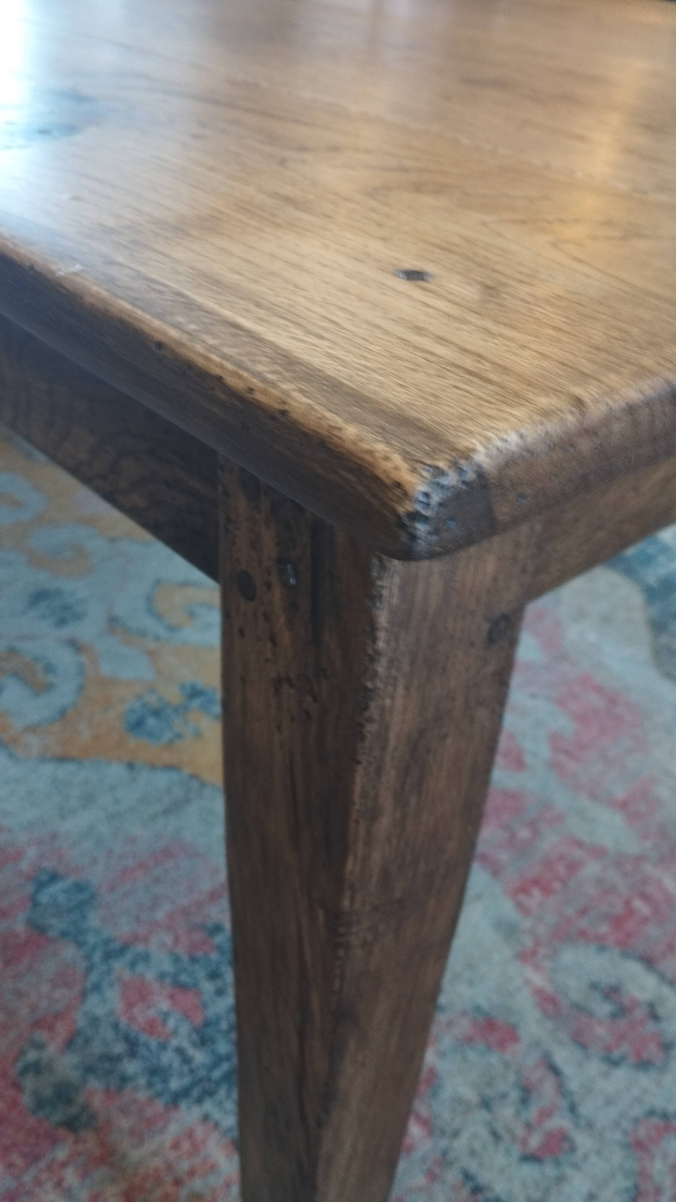 Large solid oak farmhouse table with two drawers 260 cm x 100 cm