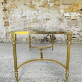 Table basse mid-century en marbre vert et laiton, 1960s