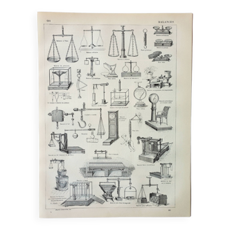 Old engraving 1898, Old balance, seesaw • Original and vintage lithograph