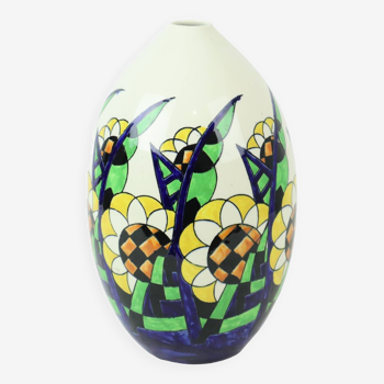 Vase art déco de forme oeuf charles catteau boch frères keramis d1265