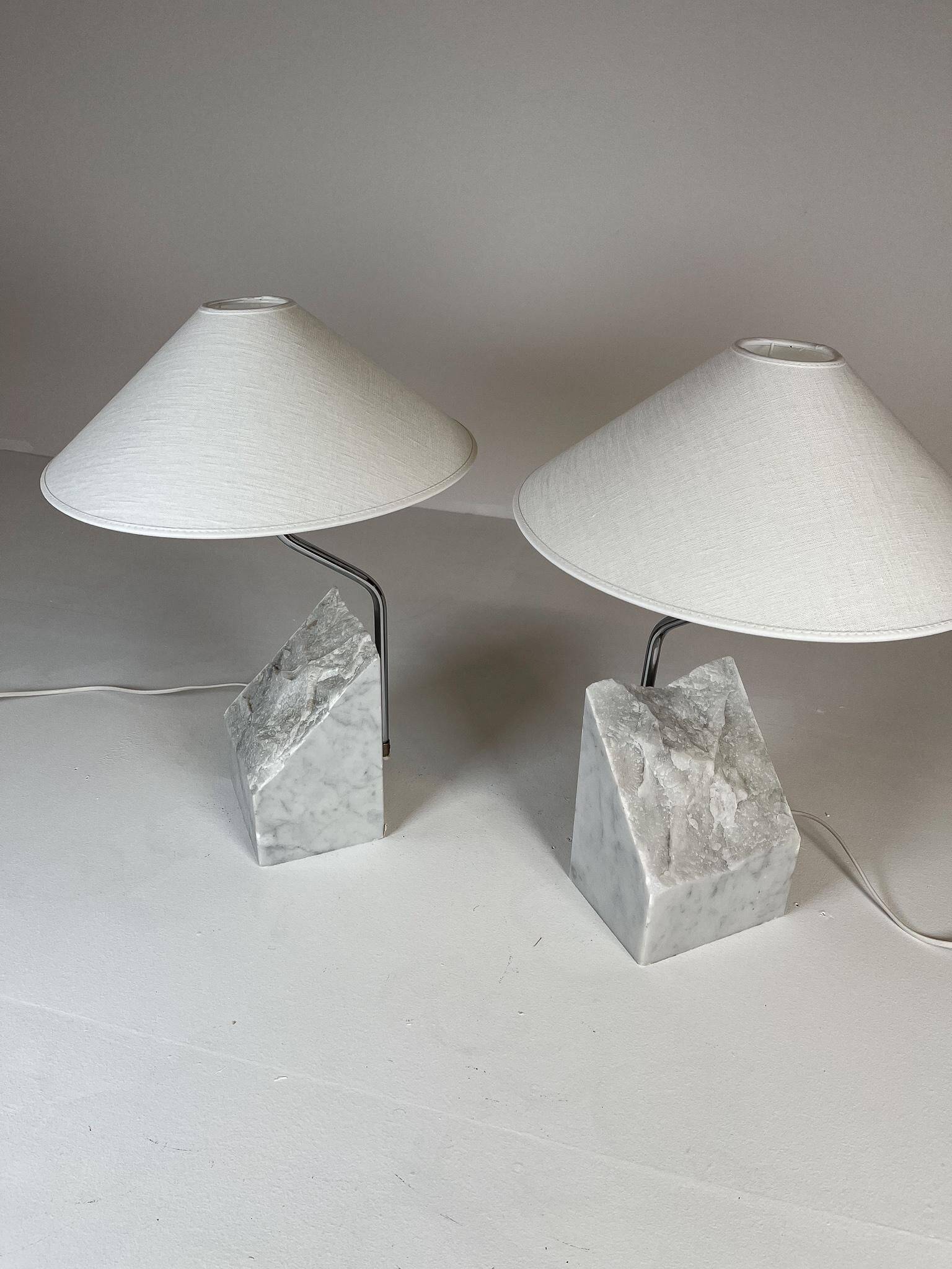 Paire de lampes de table en marbre et acier Bergboms du milieu du siècle, années 1970, Suède