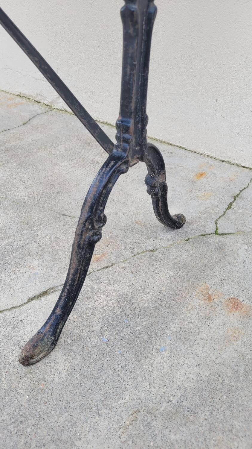 Marble and antique cast iron bistro table