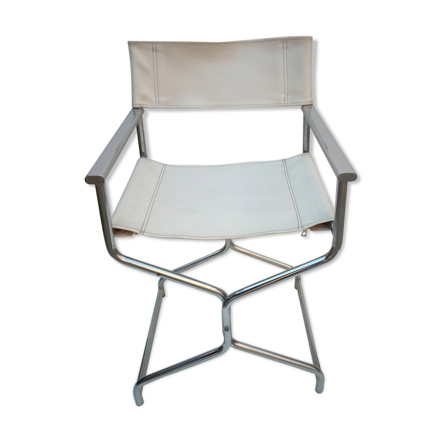 Vintage chair chair chrome director - white leather