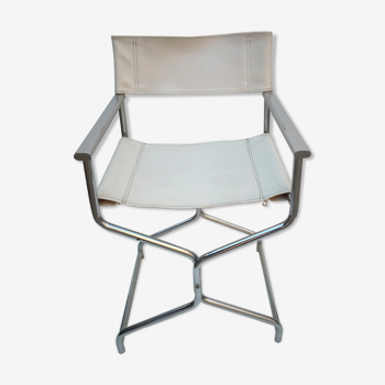 Vintage chair chair chrome director - white leather