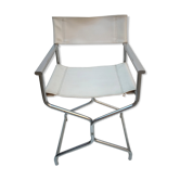 Vintage chair chair chrome director - white leather