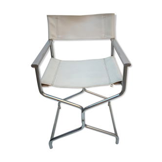 Vintage chair chair chrome director - white leather