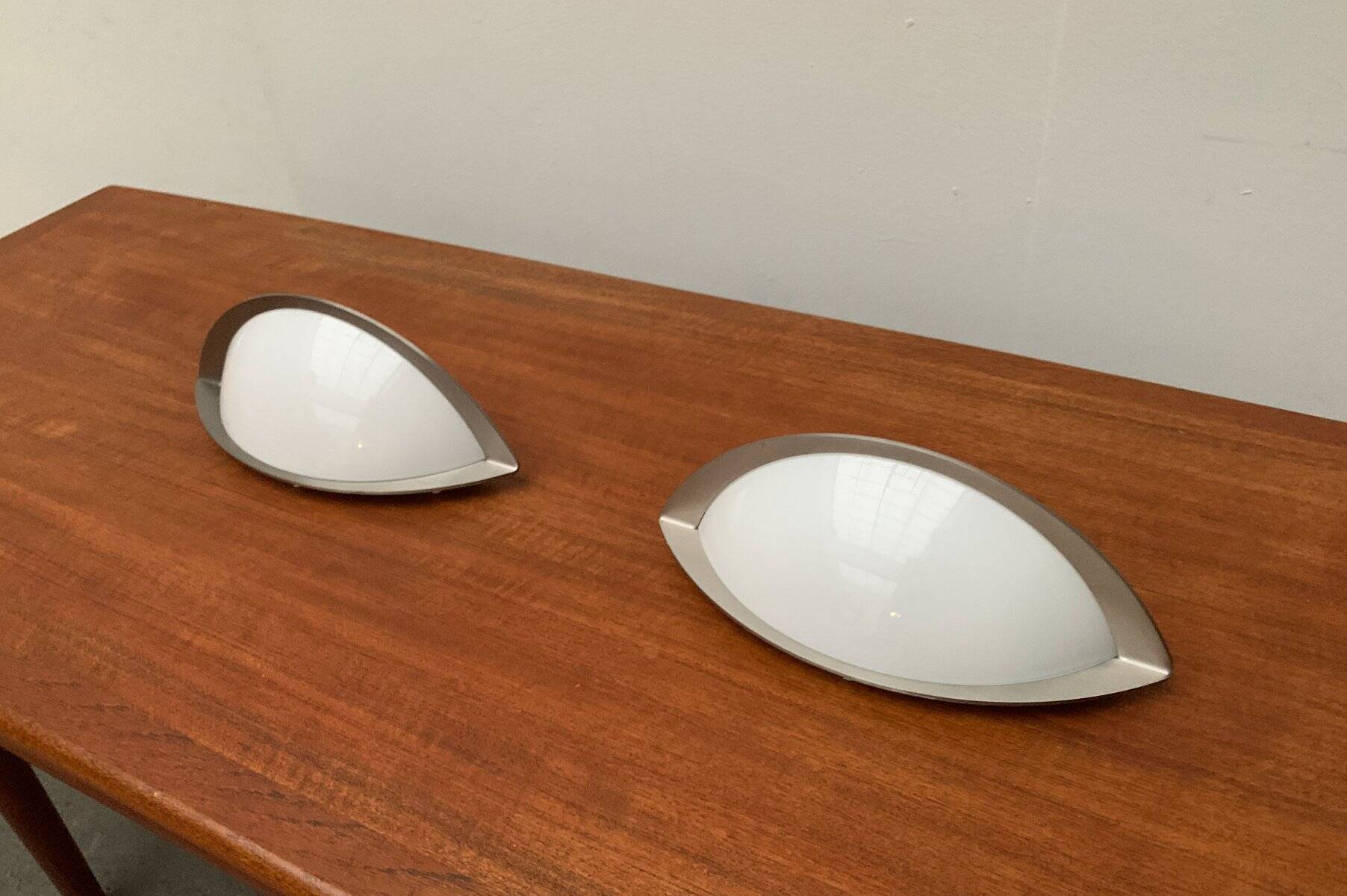 Postmodern German wall lamps from the space age by Glashütte Limburg, set of 2