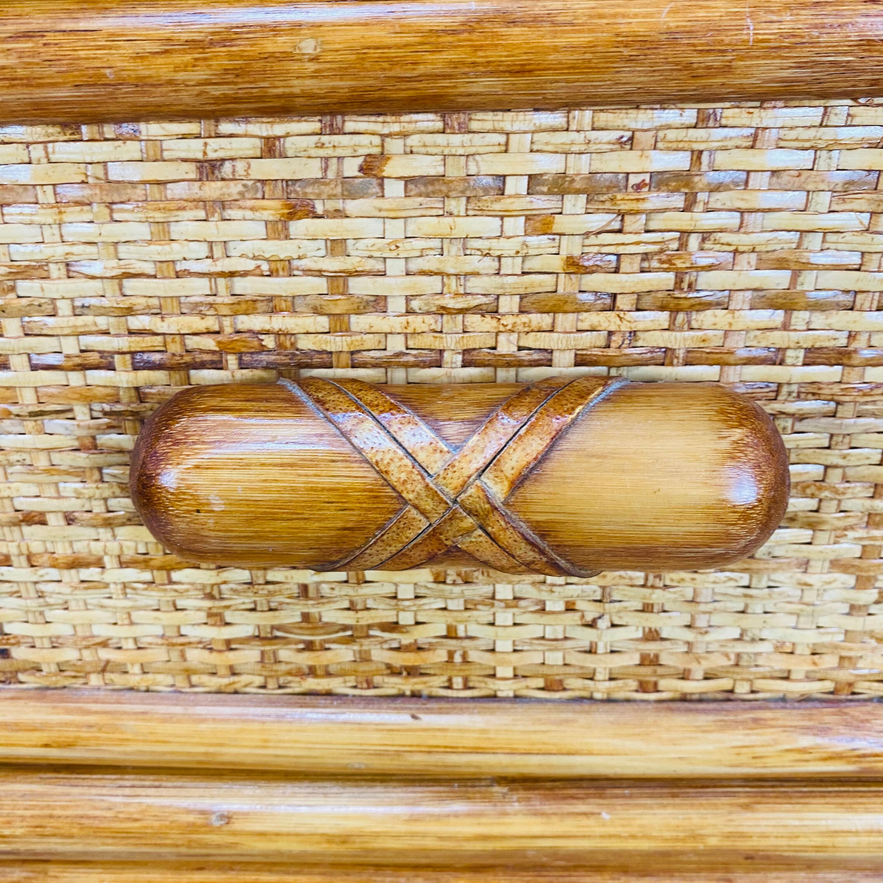 Rattan chest of drawers 60s