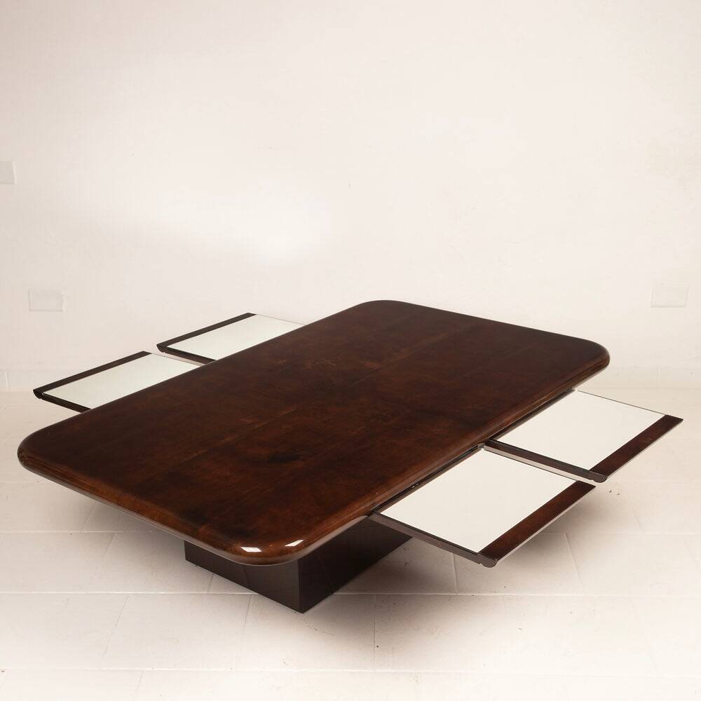 Coffee table model 2315 in parchment and mirrors by Giorgio Tura for Tura, 1980
