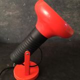Vintage wall lamp in orange metal and black plastic, adjustable