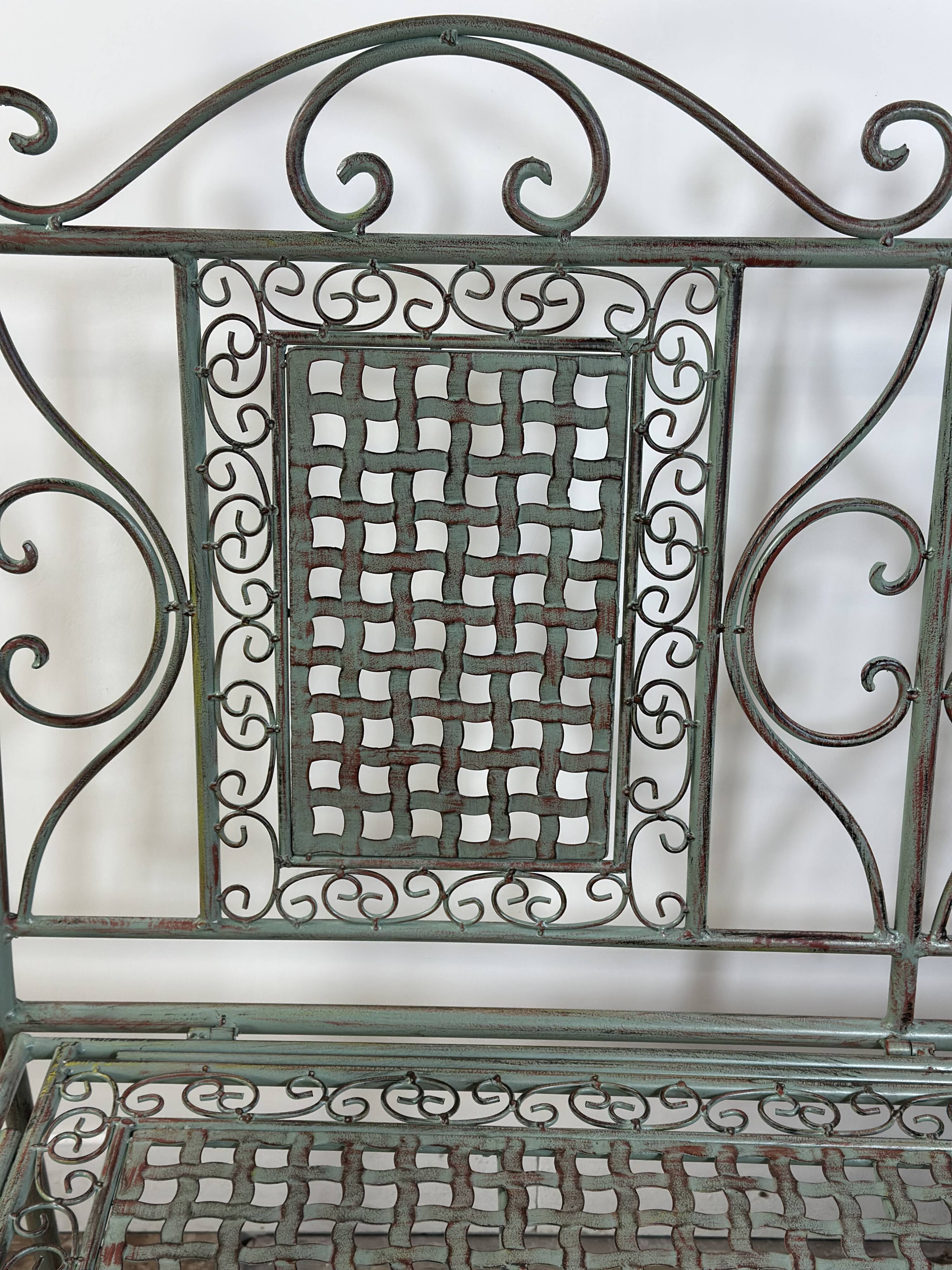 Folding iron garden bench