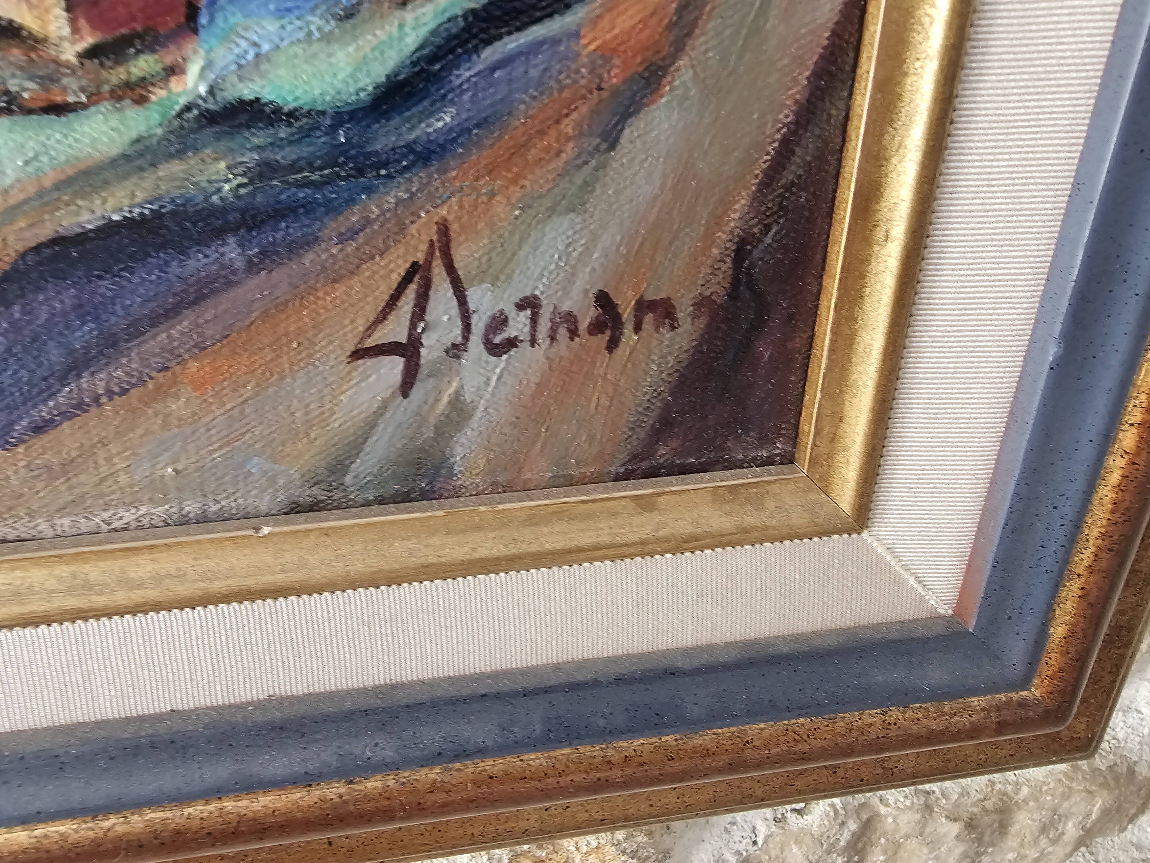 Oil on Canvas Still Life Flower Bouquet Signed Bernamonti