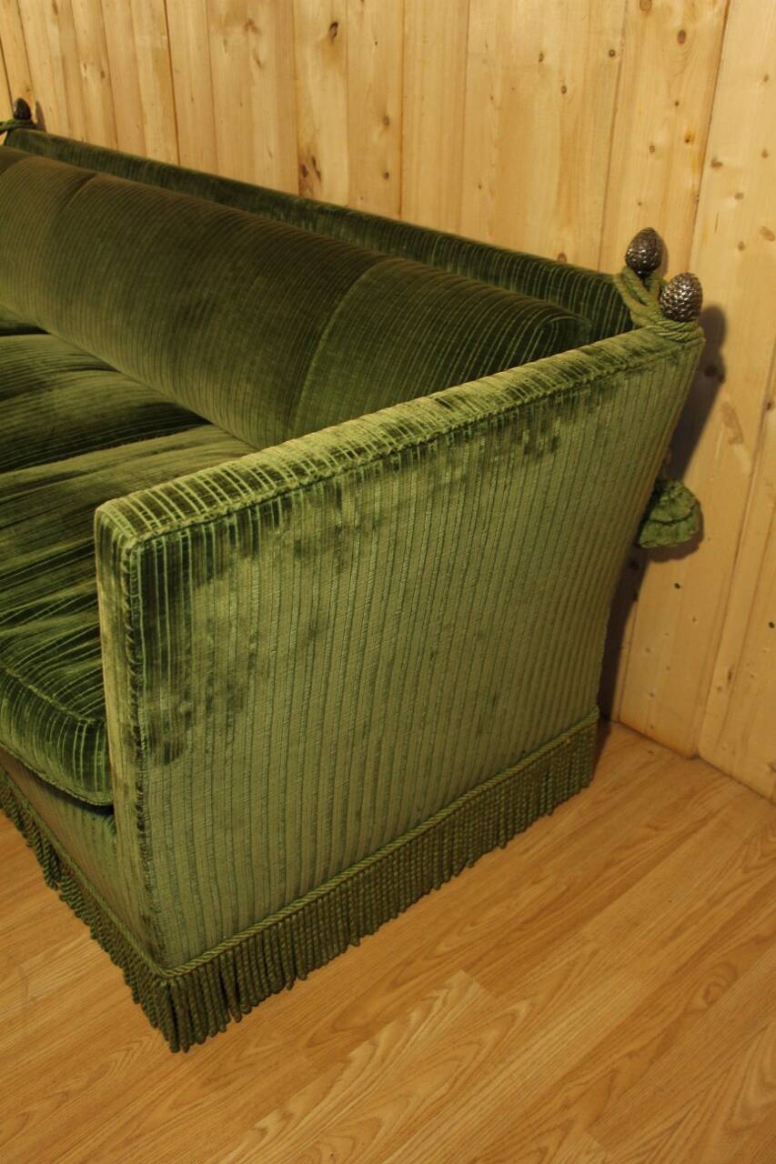 Large Green Velvet Sofa from Maison Jansen