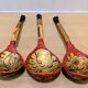 Vintage Khokhloma set – bowl + 7 painted ladles USSR