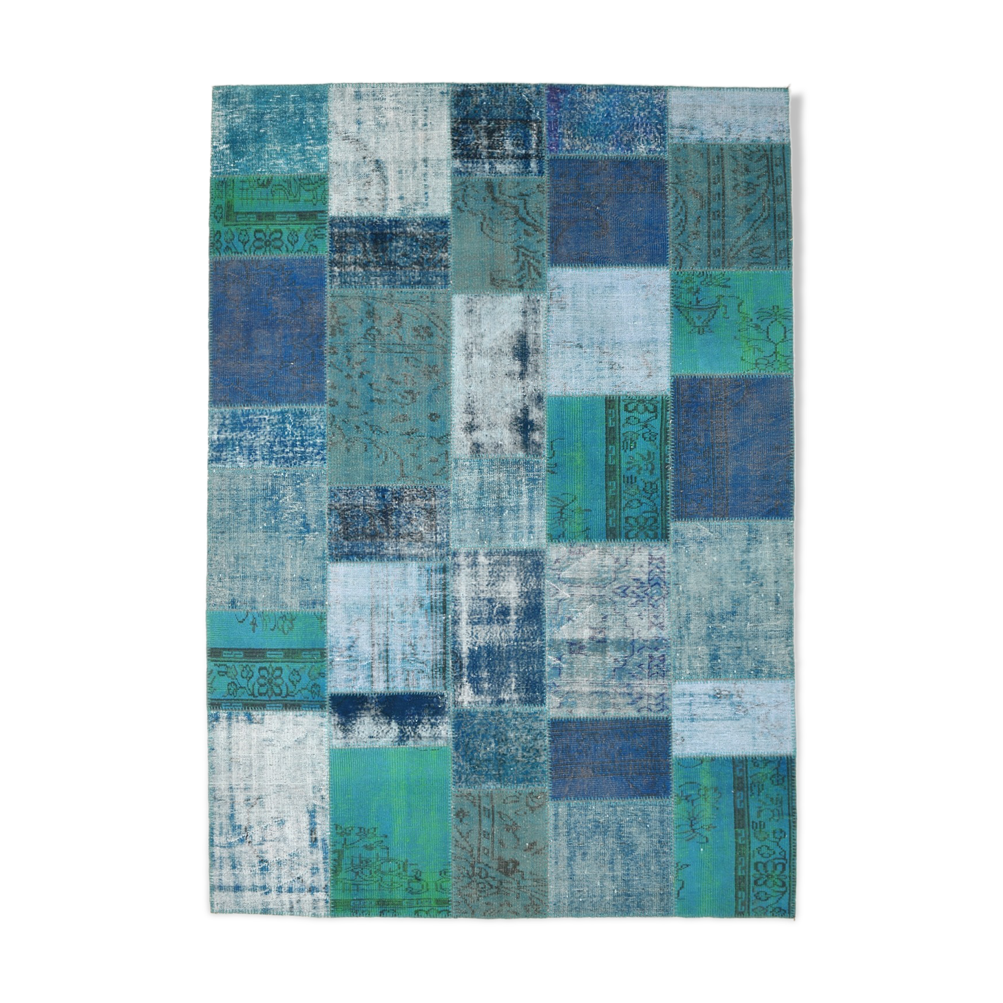 Oversized blue and green wool turkish carpets