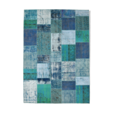 Oversized blue and green wool turkish carpets