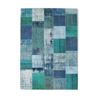 Tapis turcs en laine bleue et verte