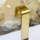 Vintage brass and wood hanging wall shelf
