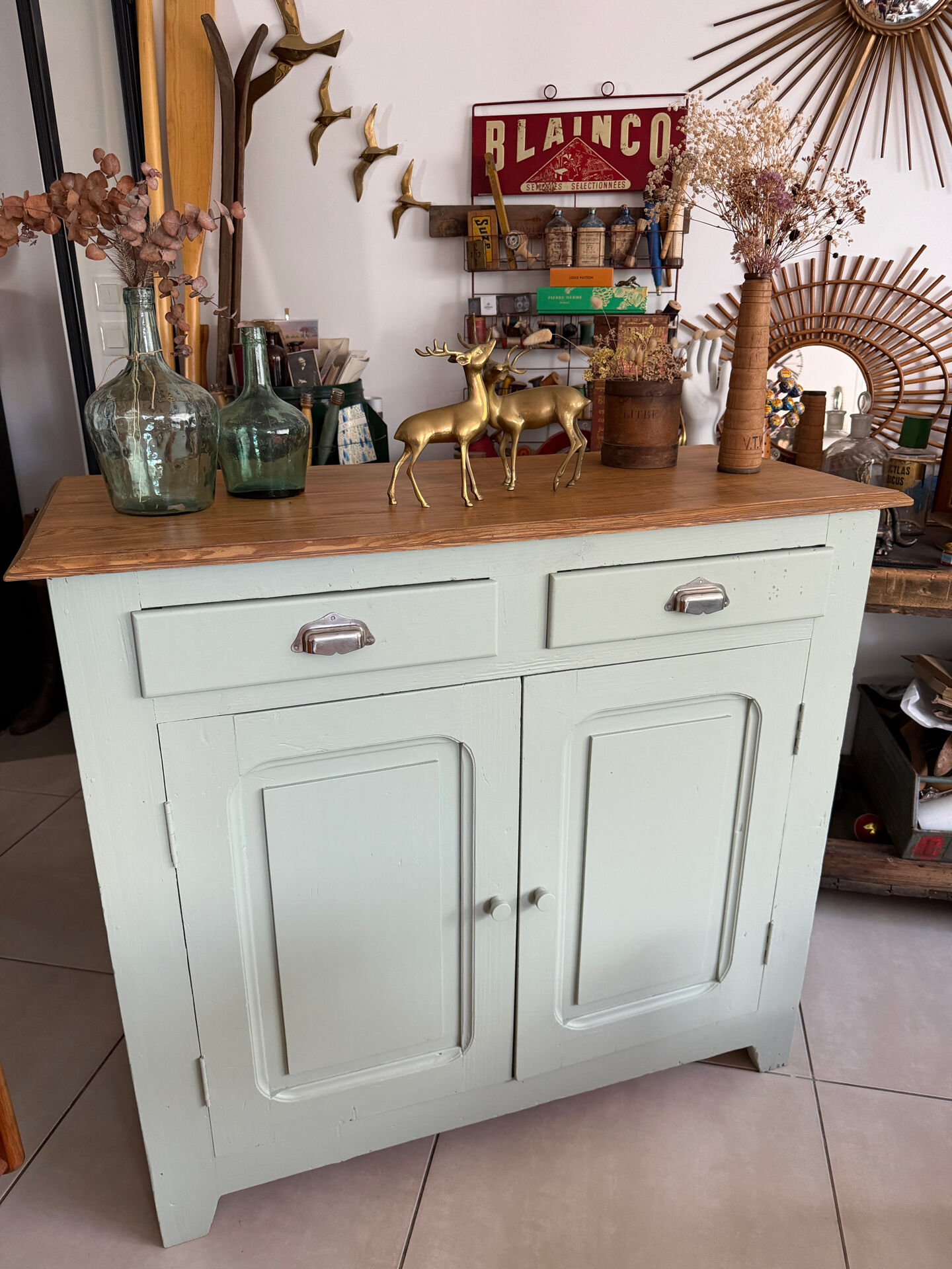 Vintage green almond Parisian buffet