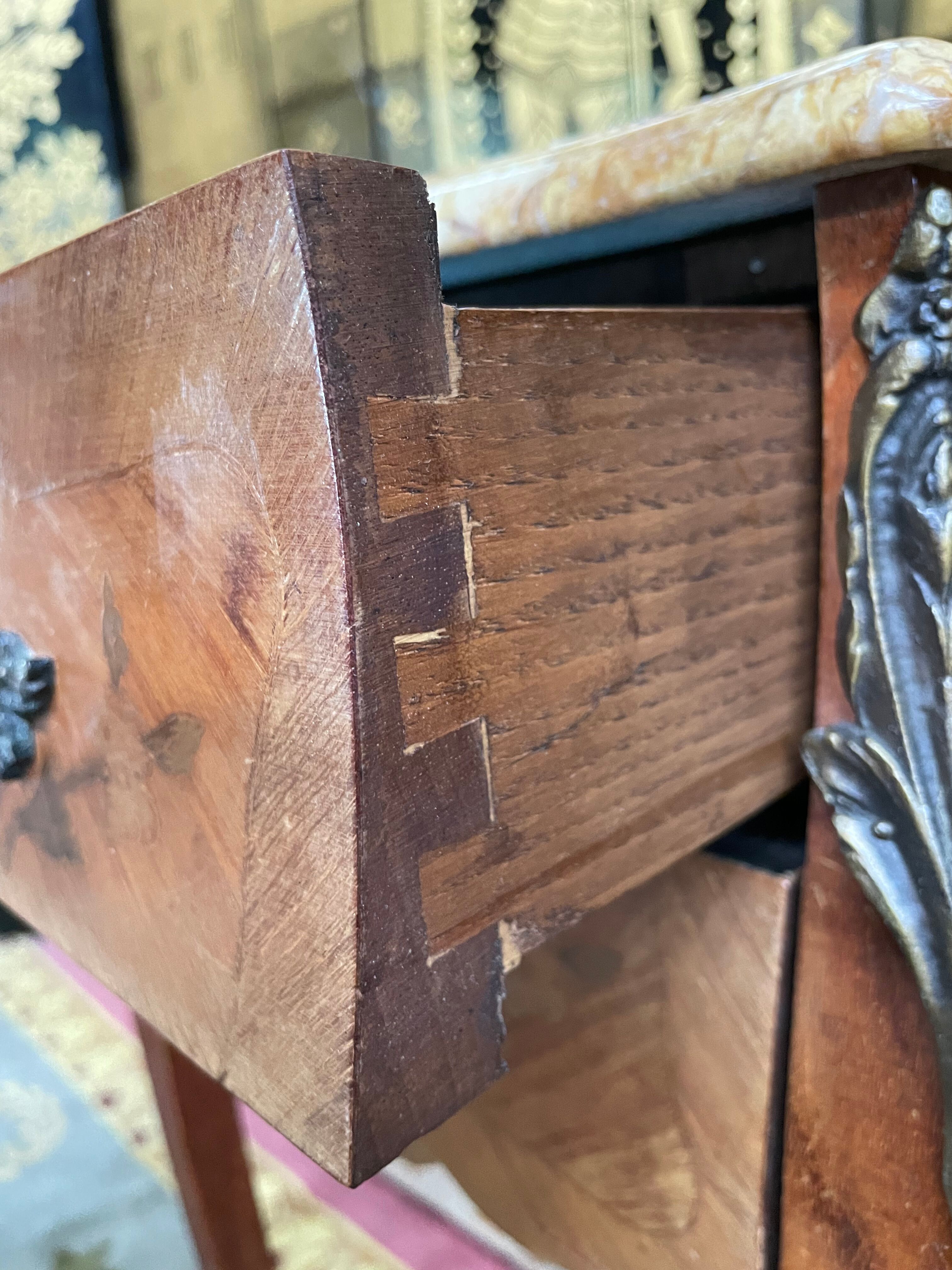 Pair of Louis XV style bedside tables in marquetry