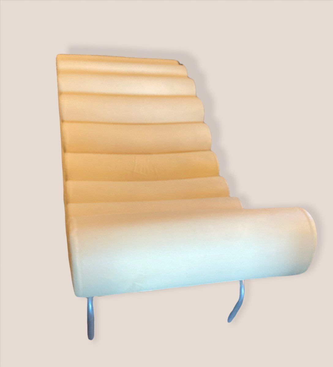 Scandinavian meridian 1980s with metal structure in imitation white leather