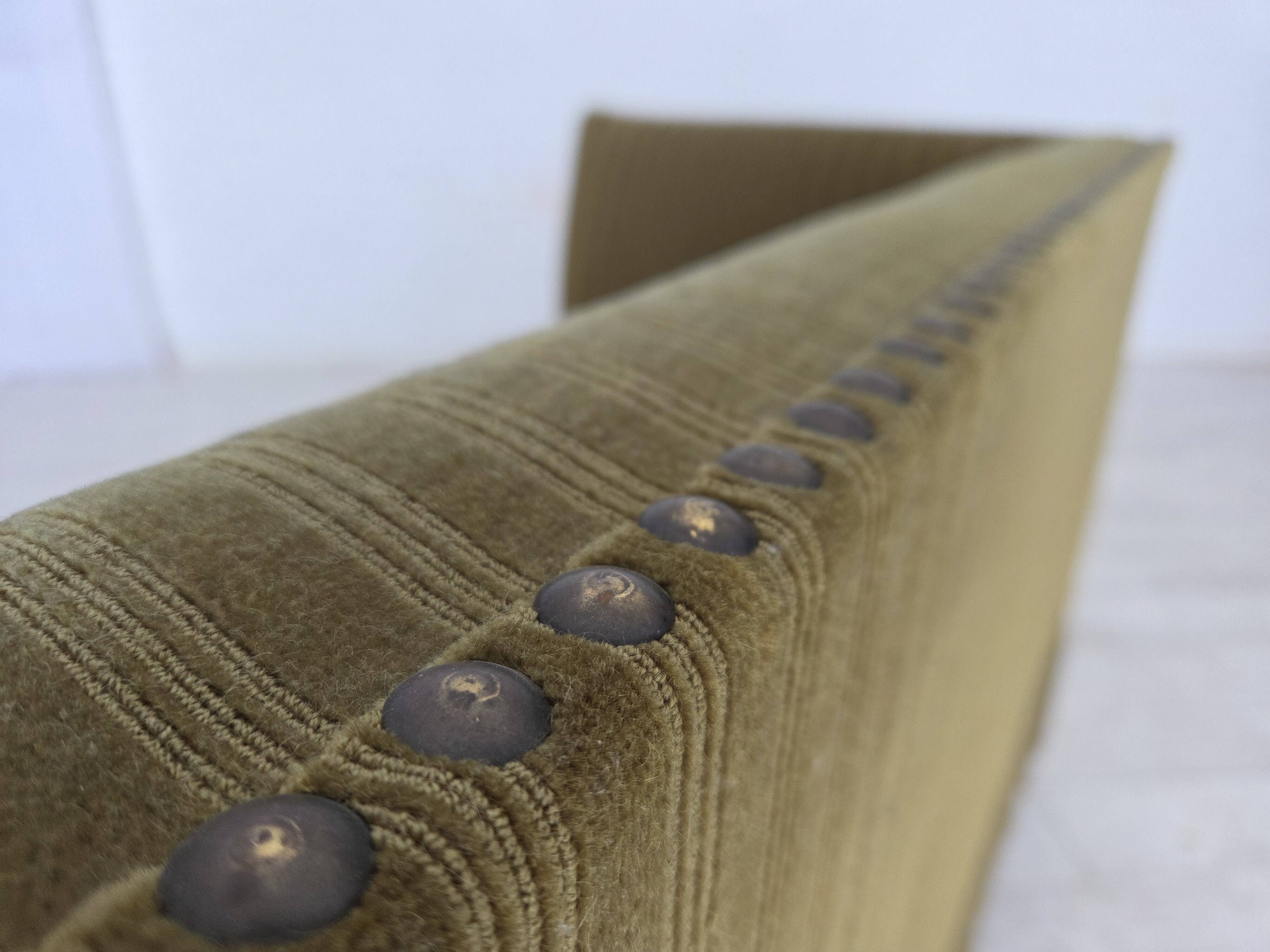 1970s, Danish 2-seater sofa, original green furniture velour.