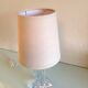 Bedside lamp with glass base and beige fabric lampshade / vintage 60s-70s