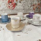 Set of 5 iridescent harlequin espresso coffee cups
