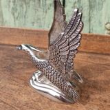 Vintage duck mail holder in silver metal