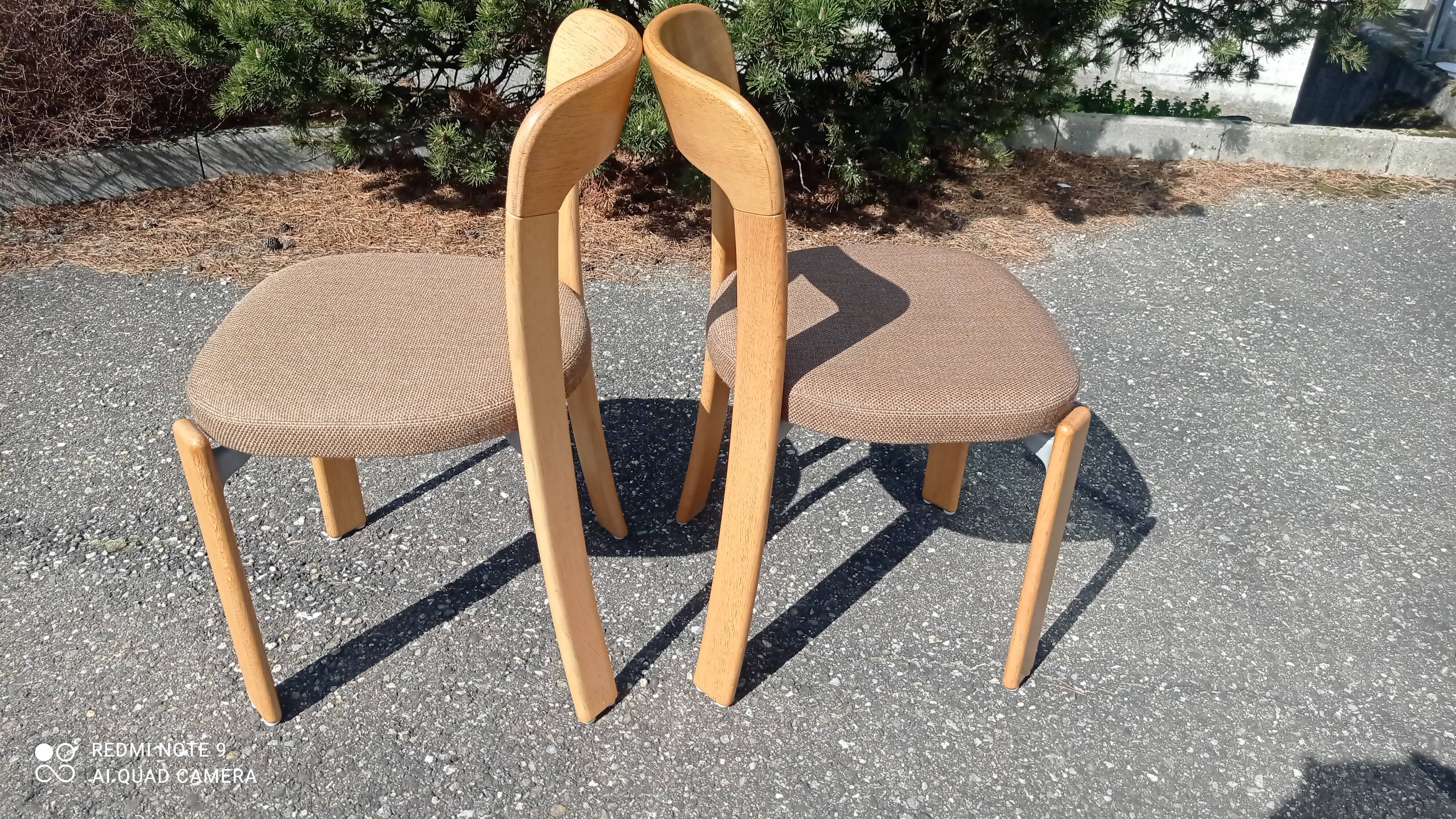 Pair of chairs by Bruno Rey in wood and fabric