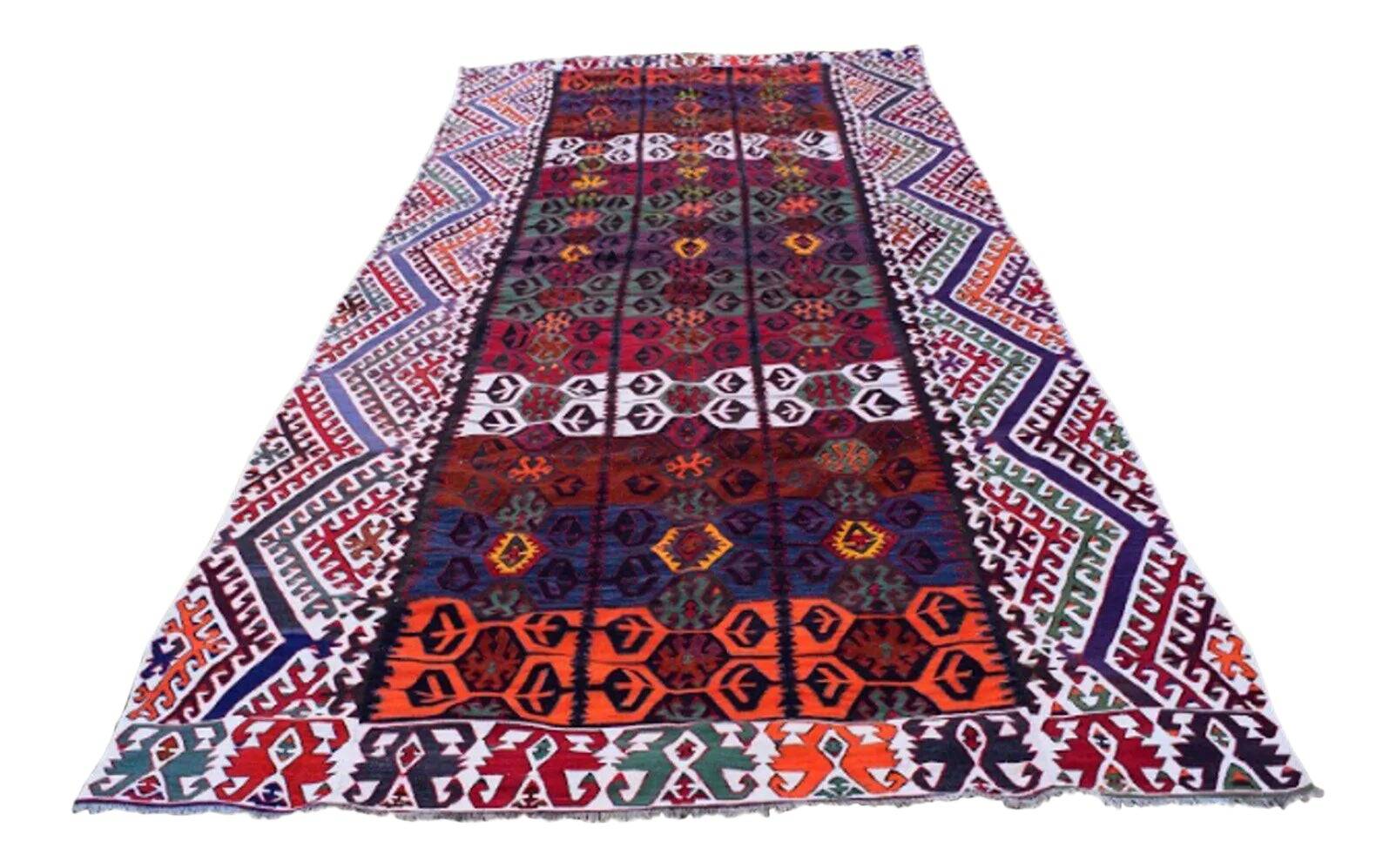 Vintage Turkish kilim, handwoven, 190x445 cm.