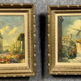 André FRANCHET (1896-1961): 2 oil paintings on canvas seen from Paris around 1940