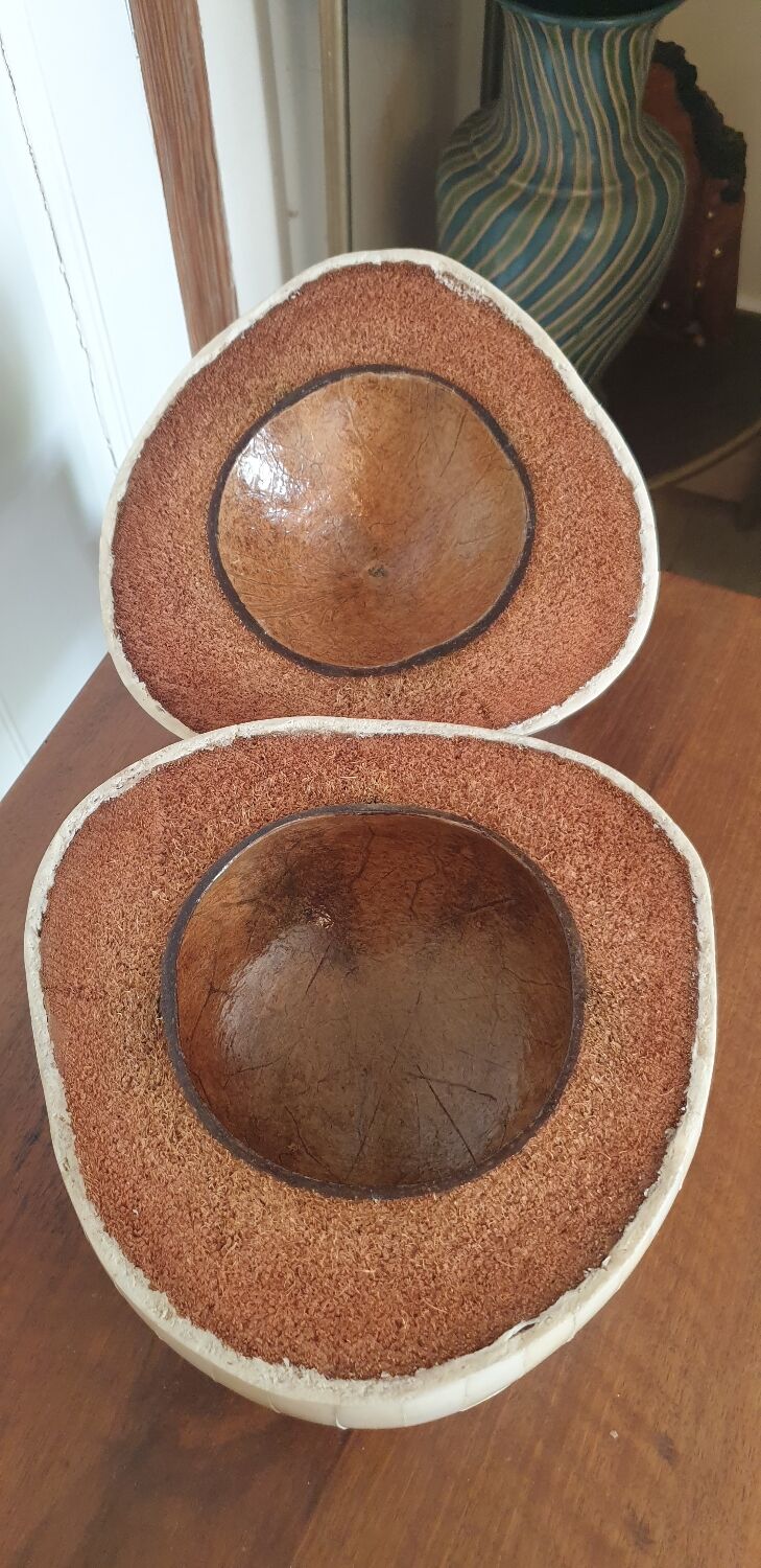 Coconut ice cube bucket, 50s marquetry