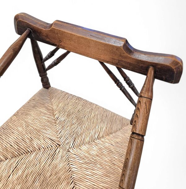 Paire de chaises hollandaises en chêne / Rush assorties des années 1930