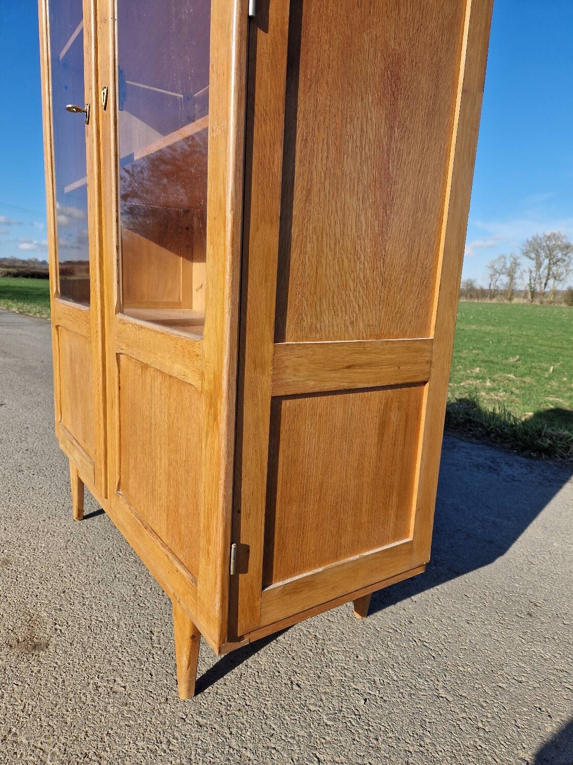 Ancienne Armoire Bibliothèque Parisienne Vitrée Pied Compas
