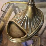 bronze art nouveau lamp with its pretty translucent tulip 37x 24 good condition