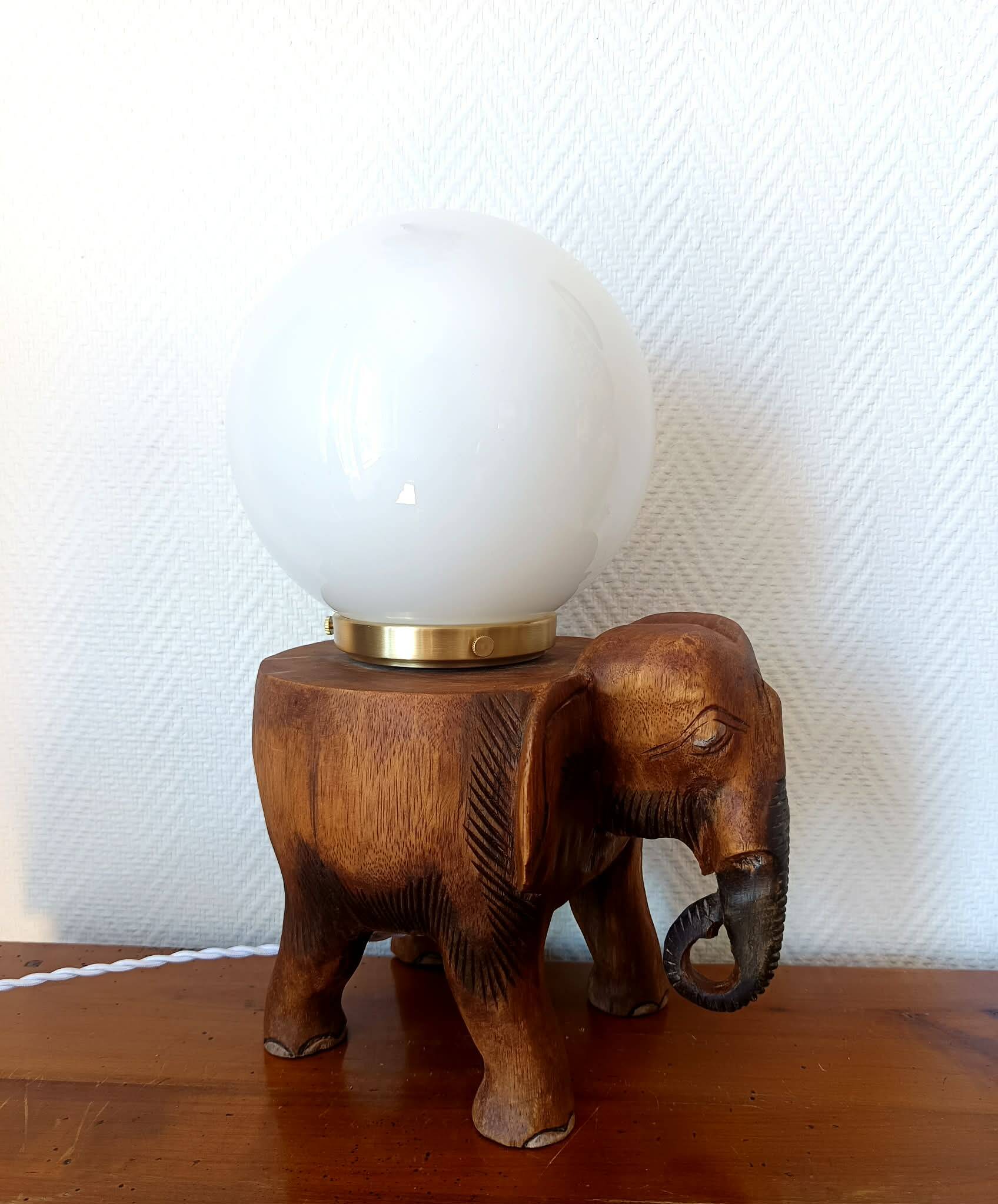 Elephant lamp and opaline