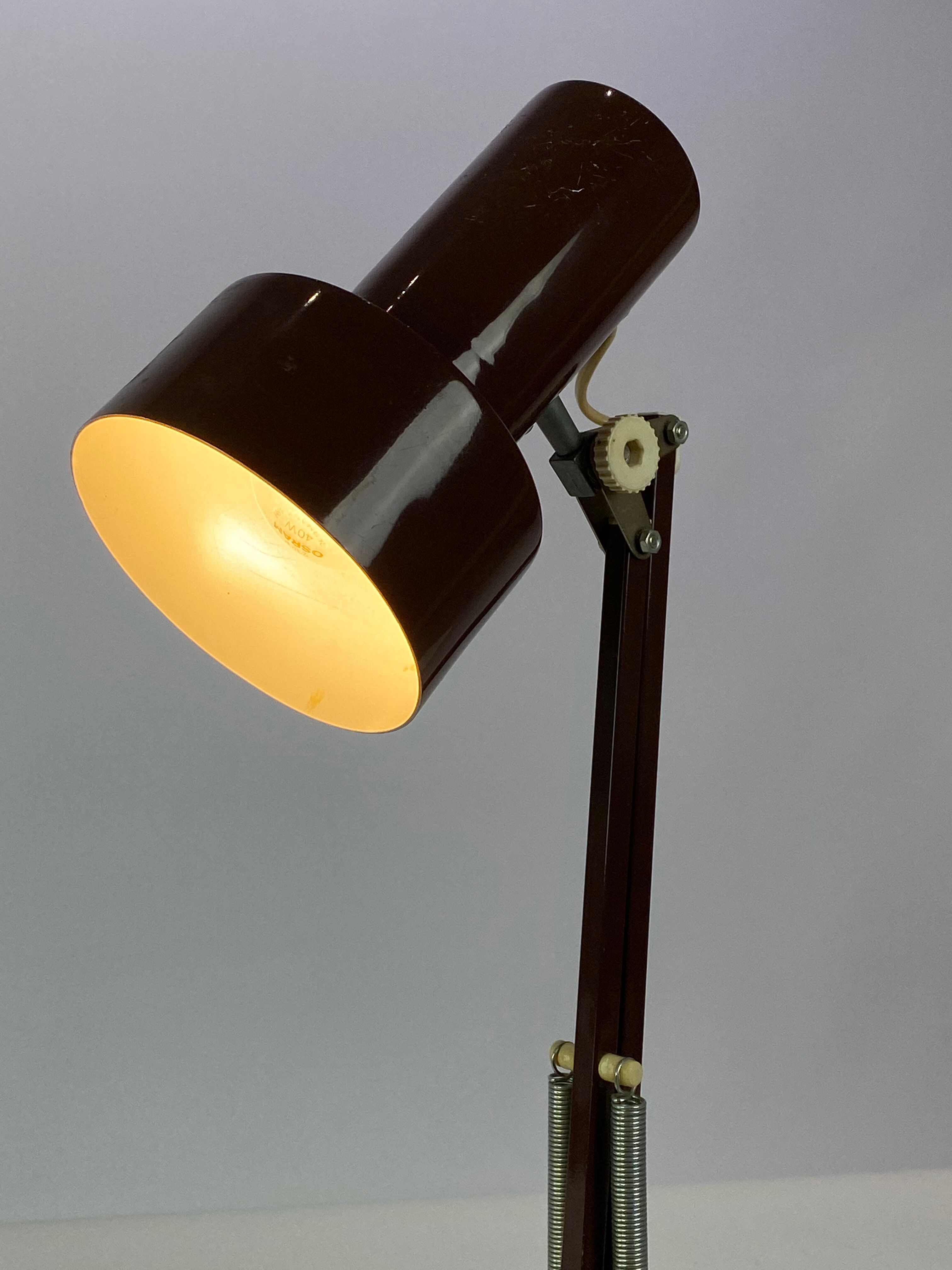 Table lamp in brown lacquered metal, of Danish design from the 1970s