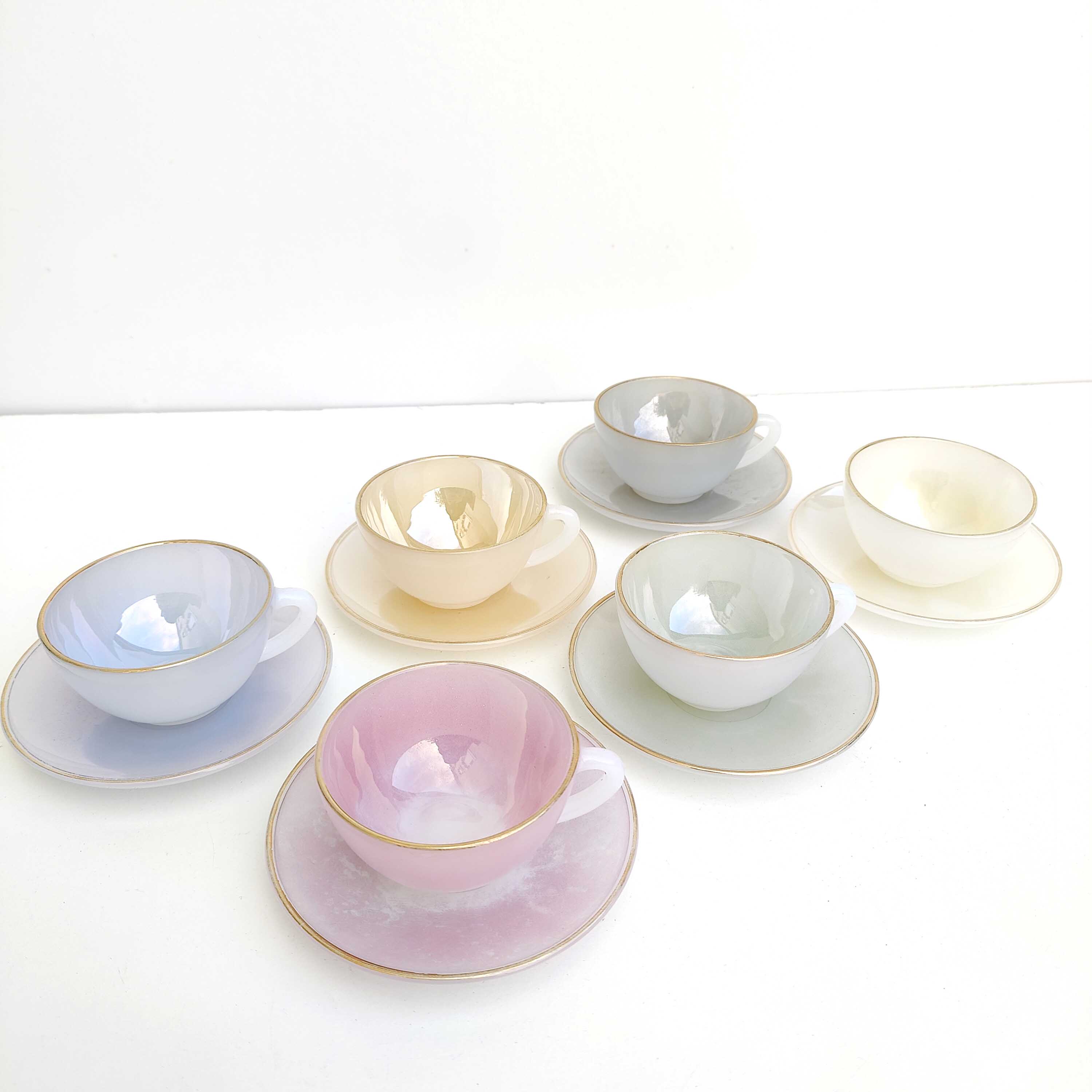 Arcopal coffee set 6 cups Pastel Harlequin