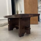 Brutalist solid wood coffee table from the 60s