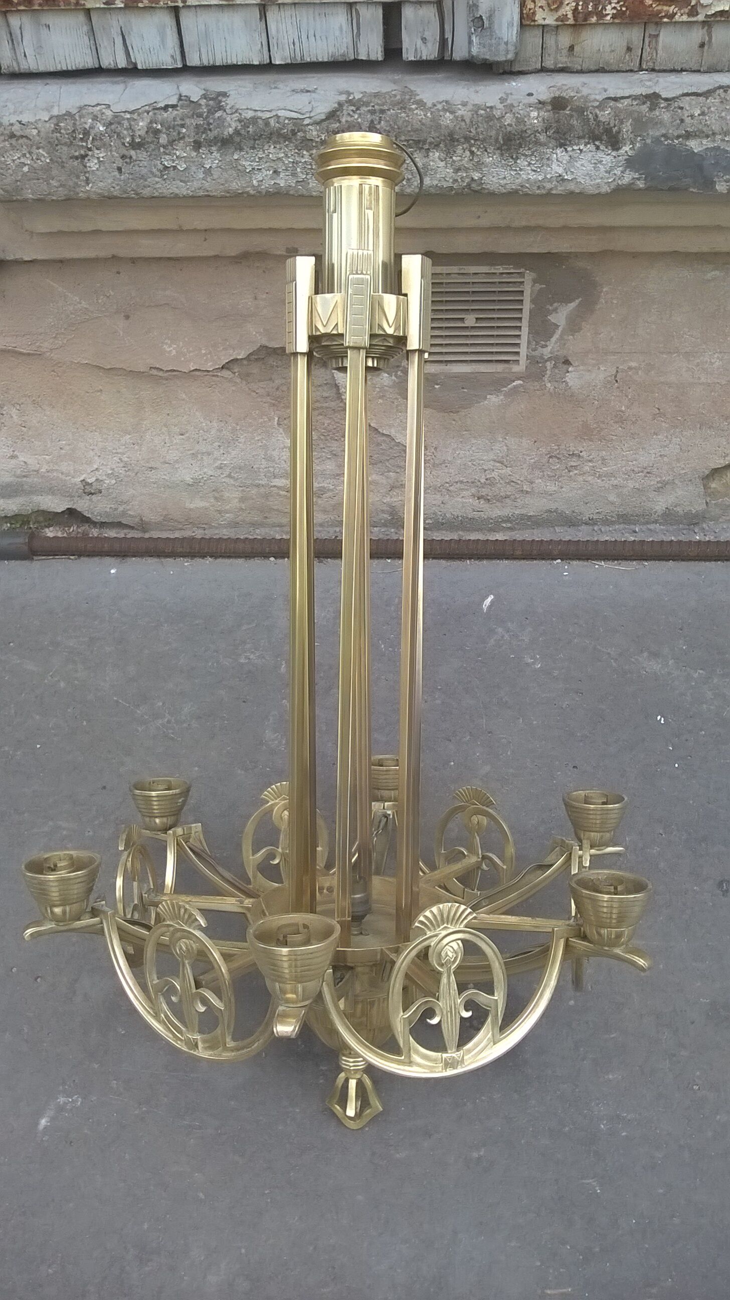 Bronze chandelier and brass art deco period
