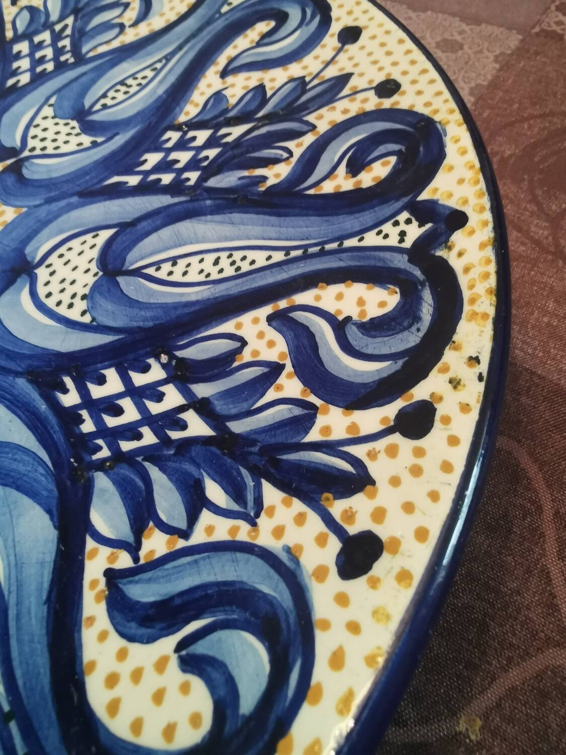 Assiette plat bleu service à dessert