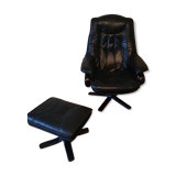 Vintage Danish leather armchair and ottoman