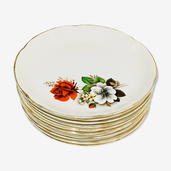 Assiettes plates motif floral