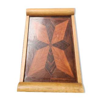 Rectangular tray with marquetry
